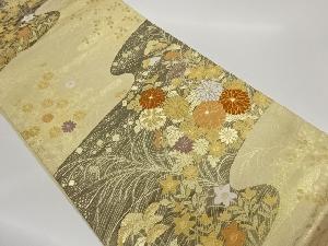 九百佐賀錦秋に波・色紙散らし模様織出し袋帯